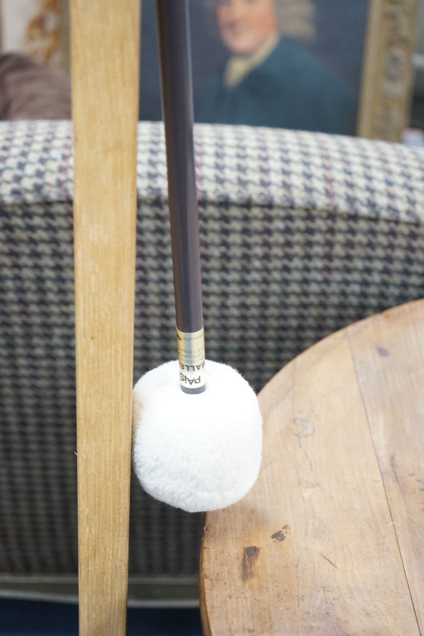 A Paiste 56cm. gong and a pair of Paiste M3 mallets, on purpose-made oak stand, stand height 124cm